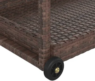 shumee Wózek barowy brązowy 100x45x83 cm polirattan - Wózki na żywność - miniaturka - grafika 6