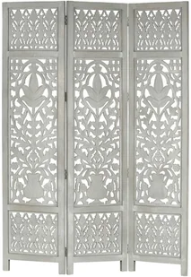 vidaXL Parawan 3-panelowy, rzeźbiony, szary, 120x165 cm, drewno mango vidaXL - Parawany - miniaturka - grafika 2
