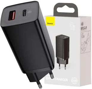 Baseus GaN2 Lite Ładowarka 65W USB / USB Typ C Quick Charge 3.0 Power Delivery (azotek galu) CCGAN2L-B01 baseus_20210524151504 - Ładowarki do telefonów - miniaturka - grafika 2