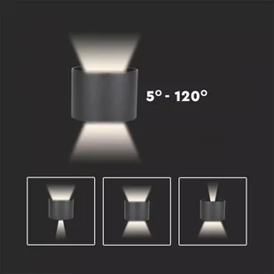v-tac Oprawa Ścienna Kinkiet 6W V-TAC Góra/Dół Regulowany Czarny Okrągły IP65 Bridgelux VT-756 4000K 660lm - Lampy ścienne - miniaturka - grafika 13