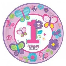 Amscan Talerze 23 cm 8 sztuk dziewczynka - Naczynia i sztućce jednorazowe - miniaturka - grafika 4