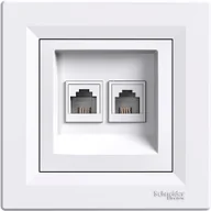 Gniazdka elektryczne - Schneider Asfora gniazdo telefoniczne podtynkwe podwójne 2xRJ11 z ramką białe EPH4200121 - miniaturka - grafika 1