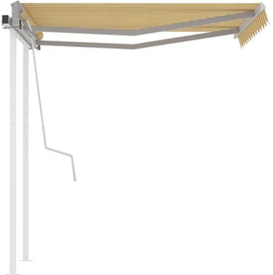 VidaXL Lumarko Ręcznie zwijana markiza ze słupkami, 3,5x2,5 m, żółto-biała - Markizy - miniaturka - grafika 4