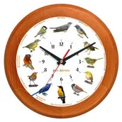 Zegary - Atrix Zegar z głosami ptaków drewniany rondo #1B - miniaturka - grafika 1