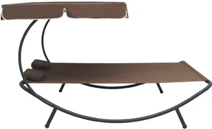 vidaXL Leżak ogrodowy z baldachimem i poduszkami, brązowy - Leżaki ogrodowe - miniaturka - grafika 3