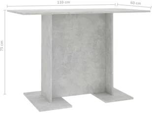 vidaXL Stół jadalniany, szarość betonu, 110x60x75 cm, płyta wiórowa - Stoły - miniaturka - grafika 5