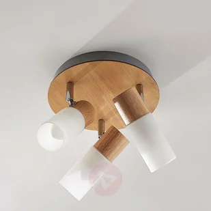 Lampenwelt COM Spot sufitowy LED Krzysztof, 3-punktowy, drewno - Lampy sufitowe - miniaturka - grafika 3