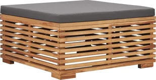 vidaXL Podnóżek ogrodowy z szarą poduszką, lite drewno tekowe - Pozostałe meble ogrodowe - miniaturka - grafika 2