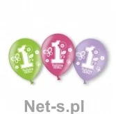 AMSCAN Balony na roczek 1st Birthday dla dziewczynki - 6 szt. 999712 - Baby shower i roczek - miniaturka - grafika 3