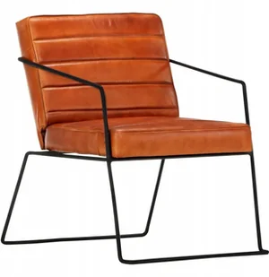 vidaXL Fotel, jasnobrązowy, skóra naturalna - Fotele - miniaturka - grafika 2