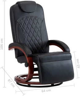 vidaXL Rozkładany fotel telewizyjny, czarny, sztuczna skóra - Fotele - miniaturka - grafika 8