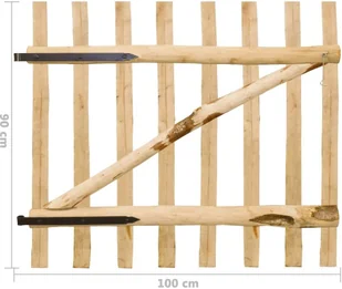 vidaxl Drewniana furtka, leszczyna, 100x90 cm - Bramy garażowe - miniaturka - grafika 7