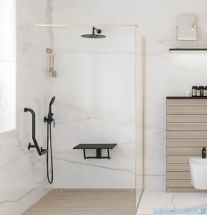 Massi Fix Gold 90x195 cm kabina Walk In przejrzyste MSKP-FA1021-90-G - Kabiny prysznicowe - miniaturka - grafika 6