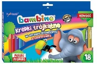 Bambino Kredki trójkątne w oprawie drewnianej 18 kolorów + temperówka ST.MAJEWSKI - Kredki, ołówki, pastele i pisaki - miniaturka - grafika 2