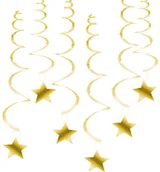 Dekoracje sali - AR Dekoracja wisząca świderki złote Gwiazdki - 80 cm - 6 szt. DC0196ZŁO - miniaturka - grafika 1