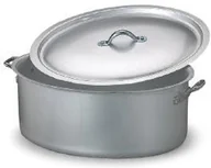 Rondle - Pentole Agnelli Rondel pentole agnelli, owalna, 2 uchwyty i pokrywę, aluminium, satynowana powierzchnia, kolor srebrny, srebrny/czarny, 26 cm FAMA2626 - miniaturka - grafika 1