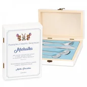 Sztućce dla dzieci - Murrano Zestaw Sztućców Dla Dzieci W Drewnianym Etui Nadruk Pamiątka SZT-ANIMALS_DRW-UV-021 - miniaturka - grafika 1