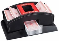 Zestawy do pokera - Relaxdays elektryczna mikser do kart, skóra, 2 pokłady, mikser do mieszania kart, mikser do kart, czarny 10023479 - miniaturka - grafika 1