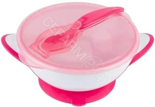 BabyOno 1063/03 MISECZKA Z PRZYSSAWKĄ I ŁYŻECZKĄ RÓŻOWO-BIAŁA BabyOno 65555-uniw - Zestawy naczyń dla dzieci - miniaturka - grafika 3