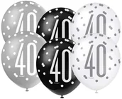 Balony i akcesoria - Unique Balony "40 Urodziny Glitz Grochy" pastel mix UNIQUE 12" 6 szt U83386 - miniaturka - grafika 1