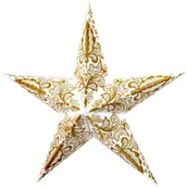 Gadżety do domu - Batek Lampion gwiazda, 5 ramion, biało-złoty - miniaturka - grafika 1
