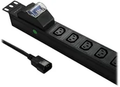 Listwy zasilające - QOLTEC Listwa zasilająca do RACK 19cali | circuit breaker | 1U | 10A | PDU | 8xIEC C13 | 2m (53999) - miniaturka - grafika 1