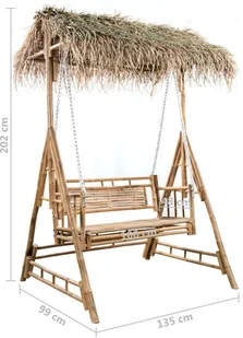 vidaXL 2-os huśtawka ogrodowa bambus i liście palmy poduszka 202cm 3063934 - Huśtawki - miniaturka - grafika 11