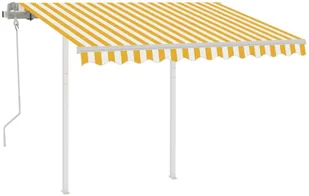 VidaXL Lumarko Ręcznie zwijana markiza ze słupkami, 3,5x2,5 m, żółto-biała - Markizy - miniaturka - grafika 2