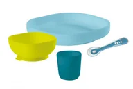 Miseczki i talerzyki dla dzieci - Beaba Komplet naczyń z silikonu blue - miniaturka - grafika 1