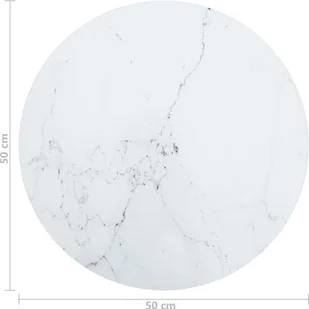 vidaXL Blat do stołu, biały, 50x0,8 cm, szkło ze wzorem marmuru vidaXL - Blaty meblowe i parapety okienne - miniaturka - grafika 5