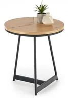 Ławy i stoliki kawowe - Halmar Stolik okrągły mdf dąb naturalny, czarna metalowa podstawa KARIDA-S - miniaturka - grafika 1