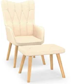 Fotele - vidaXL Fotel z podnóżkiem, 62 x 68,5 x 96 cm, kremowy, obity tkaniną - miniaturka - grafika 1