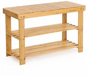 Meble do przedpokoju - SONGMICS Songmics schuhschrank schuhbank z ławą sitzbank schuhregal bambusa z kijkami garderobenbank - miniaturka - grafika 1