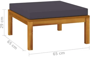 vidaXL Podnóżek z ciemnoszarą poduszką, lite drewno akacjowe - Pozostałe meble ogrodowe - miniaturka - grafika 8