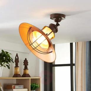 Lindby Przemysłowa okrągła lampa sufitowa rdza brązowy - Louisanne - Lampy sufitowe - miniaturka - grafika 3