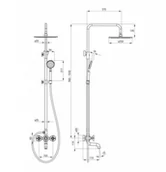 Zestawy prysznicowe - Deante Temisto Zestaw wannowo-prysznicowy ścienny z deszczownicą czarny mat NACN1QT - miniaturka - grafika 1