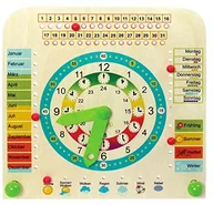 Zabawki interaktywne dla dzieci - Hess Holzspielzeug Hess lakierowania drewnianych zabawek 14658  Stand  kinderlern Zegar ścienny z drewna, ok. 25 x 25 cm - miniaturka - grafika 1