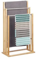Wieszaki łazienkowe - Relaxdays wieszak na ręcznik stojący ze stojakiem 3 drążki na ręczniki ręcznik, 3-ramienny do łazienki, bambus, HBT: 84 x 48 x 26 cm, naturalny 10020983 - miniaturka - grafika 1