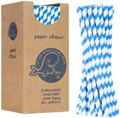 Słomki do napojów - GSG24 Słomki papierowe BIO ekologiczne PAPER STRAWS 6/205mm - biało-niebieskie 250szt. - miniaturka - grafika 1