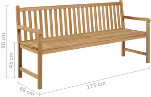 vidaXL Ławka ogrodowa, 175 cm, lite drewno tekowe - Ławki ogrodowe - miniaturka - grafika 7