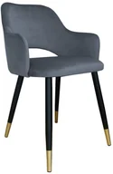 Krzesła - Atos Krzesło NAPO BL VELVET GOLD ciemno szare w stylu glamour MILANOGOLD-BL14 - miniaturka - grafika 1