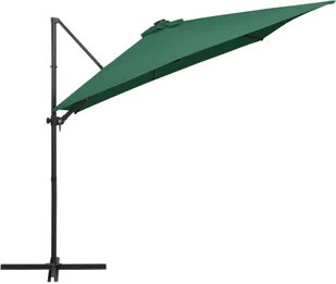vidaXL Parasol wiszący z LED i stalowym słupkiem 250x250 cm zielony  46993 - Parasole ogrodowe - miniaturka - grafika 5