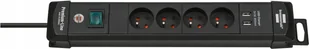 Brennenstuhl Listwa Przepięciowa 4 Gn Premium Usb - Przedłużacze i rozgałęźniki - miniaturka - grafika 2