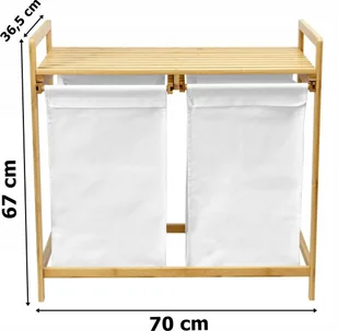 Kosz na pranie bambusowy HANOI podwójny - Kosze na bieliznę - miniaturka - grafika 3