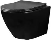Miski WC - Rea Misa WC podwieszana Carlo Mini Rimless Flat Czarna C8936 - miniaturka - grafika 1
