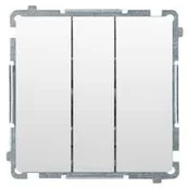 Klawisze i ramki - Simon Przycisk potrójny z podświetleniem LED moduł) 10AX 250V szybkozłącza Simon Basic BMP31L.01/11 biały - miniaturka - grafika 1