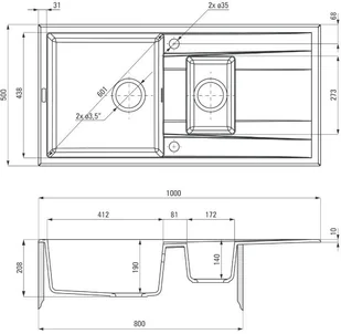Deante ERIDAN ZQE A513 alabaster - Zlewozmywaki - miniaturka - grafika 5