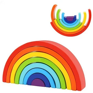 Tooky Toy Lumarko Drewniana Tęcza Układanka Klocki Kreatywne Montessori TH313 Lek - Układanki dla dzieci - miniaturka - grafika 3