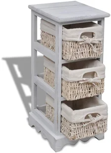 vidaXL Drewniana komoda z 3 koszykami (Biała) - Komody - miniaturka - grafika 6