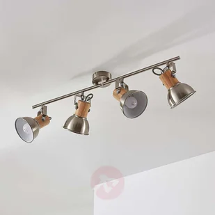 Lampenwelt COM 4-punktowa lampa sufitowa LED Dennis z drewnem - Lampy sufitowe - miniaturka - grafika 4